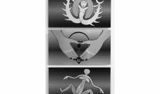 Global Vulva Plates (2014), Doppelschwänzige Meerjungfrau (Italien) / Feministische Geste vor Vulva-Symbol / Djanggau, Aborigines (Australien)