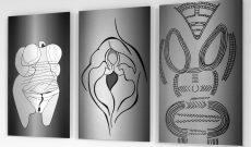 Global Vulva Plates (2014): Venus vom Hohle Fels (Deutschland) / Vulva / Ritz-Zeichnung, Altsteinzeit (Tschechien)