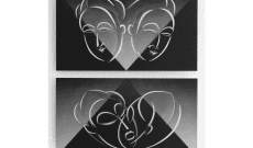 Global Vulva Plates (2014): Zwillingsmaske, Baule (Elfenbeinküste) und Kuss-Variation