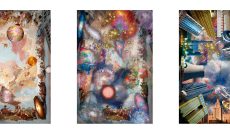 Can't See The Universe (After Tiepolo), 2013. Triptychon, digitale Fotomontagen / Grafiken, 8-Farben-Tintenstrahldruck auf Büttenkarton, je 90 x 60 cm (Druck) auf ca. 110 x 80 cm Papier.